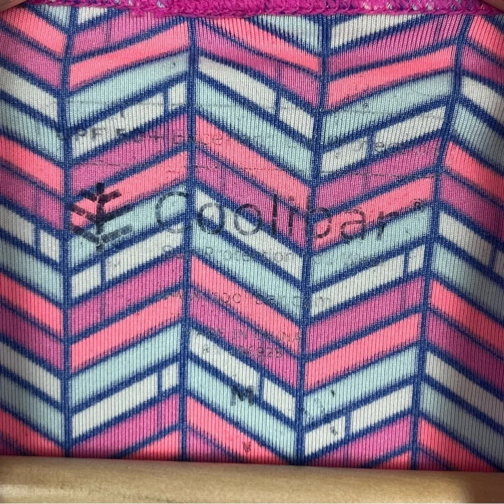 Coolibar girls pink chevron side ruched long sleeve UPF 50+ sun shirt, medium